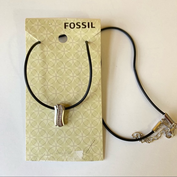 Sterling Silver Fossil Rhinestone Necklace - Picture 2 of 6